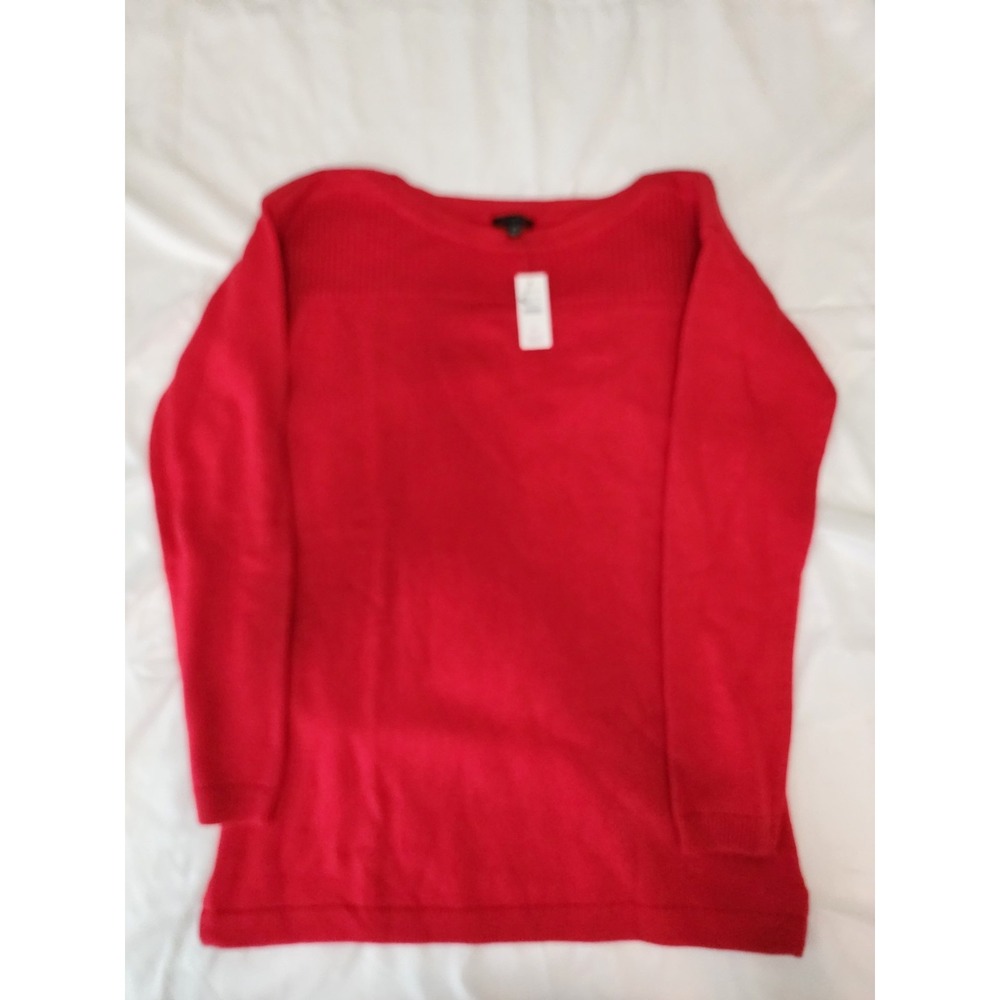 Talbots Women's Red‎ Boat Neck Ribbed Long Sleeve Sweater Top Size XS